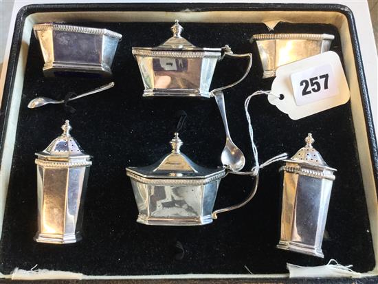 Silver double condiment set, 1937 (case a.f.)